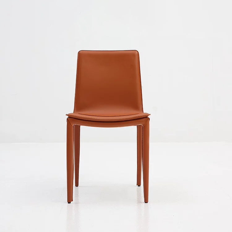 Silla auxiliar de cuero estilo diseñador para el hogar, silla de comedor con respaldo sólido (juego de 2)