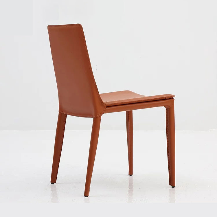 Silla auxiliar de cuero estilo diseñador para el hogar, silla de comedor con respaldo sólido (juego de 2)