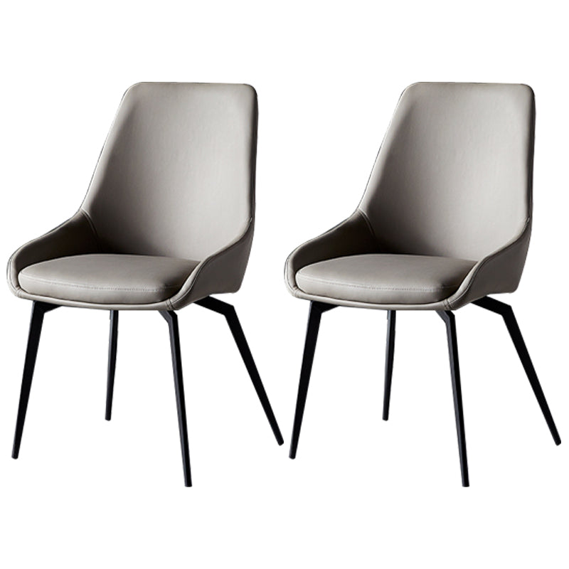 Modern Restaurant Leather Side Chair Matte Finish Parsons Dining Chair with Black Legs