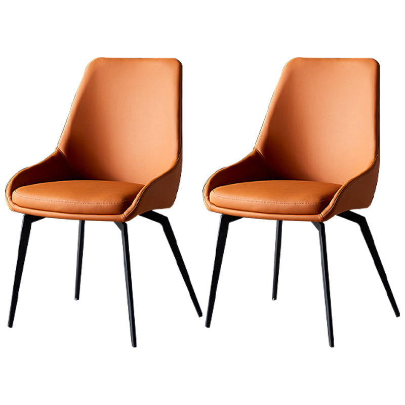 Modern Restaurant Leather Side Chair Matte Finish Parsons Dining Chair with Black Legs