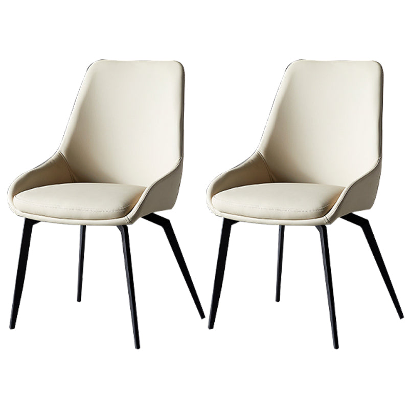 Modern Restaurant Leather Side Chair Matte Finish Parsons Dining Chair with Black Legs