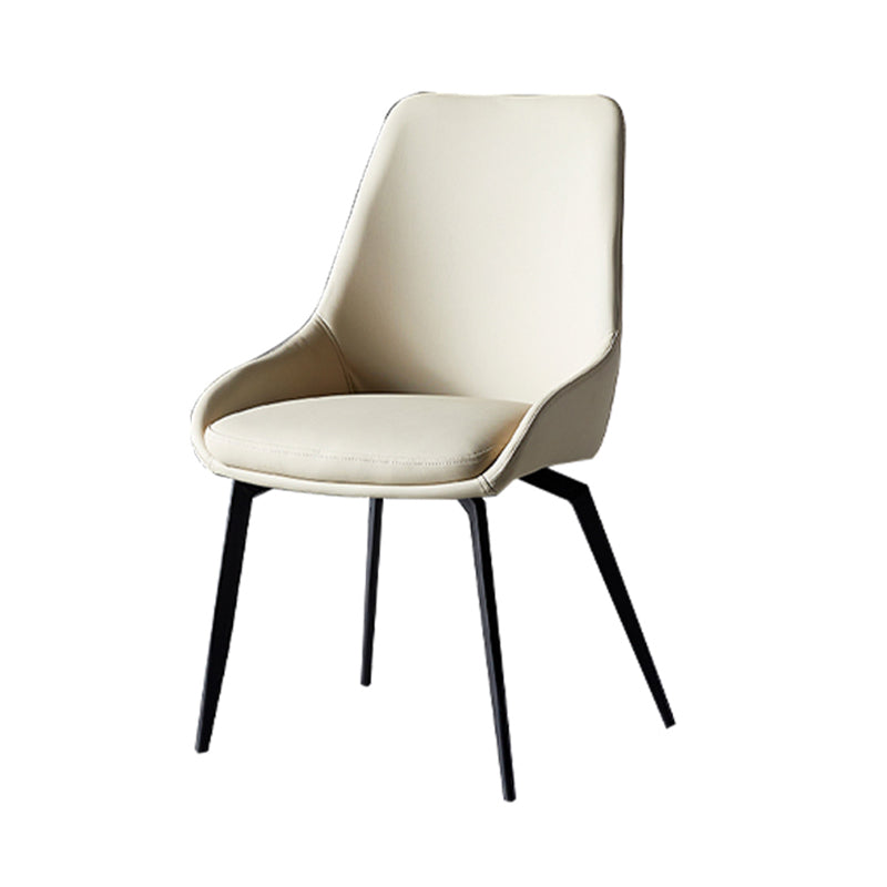 Silla auxiliar de cuero para restaurante moderno, silla de comedor Parsons con acabado mate y patas negras