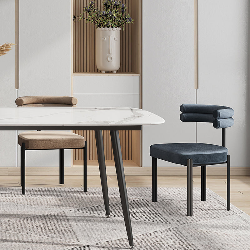 Silla lateral casera de estilo moderno Silla tapizada de comedor de diseño con respaldo abierto