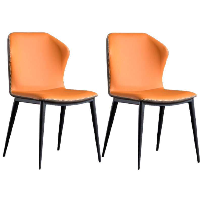 Home Armless Dining Chairs Upholstered Side Chairs with Metal Legs (Set of 2)