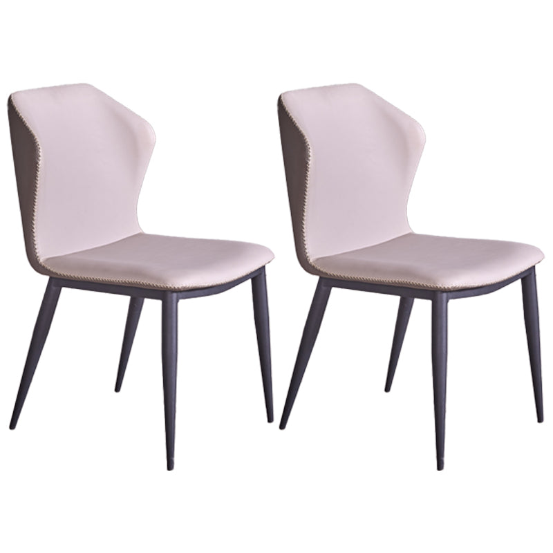 Home Armless Dining Chairs Upholstered Side Chairs with Metal Legs (Set of 2)