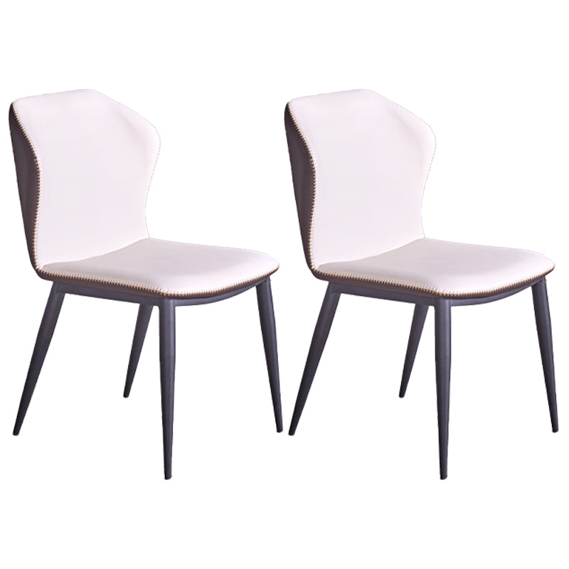 Home Armless Dining Chairs Upholstered Side Chairs with Metal Legs (Set of 2)