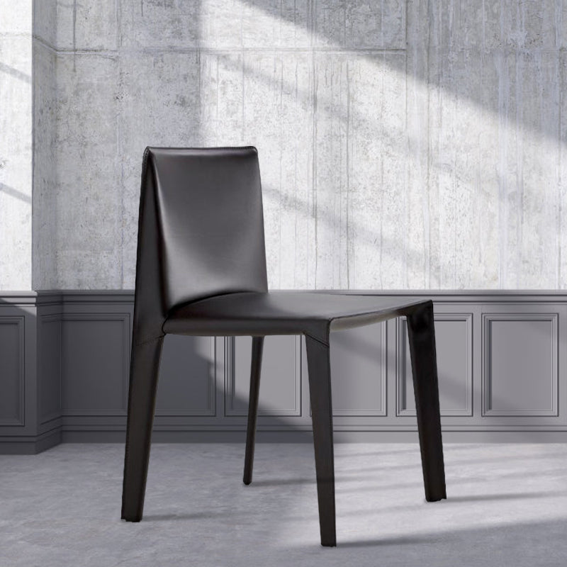 Silla auxiliar de cuero estilo diseñador, acabado mate, respaldo sólido, silla de comedor (juego de 2)