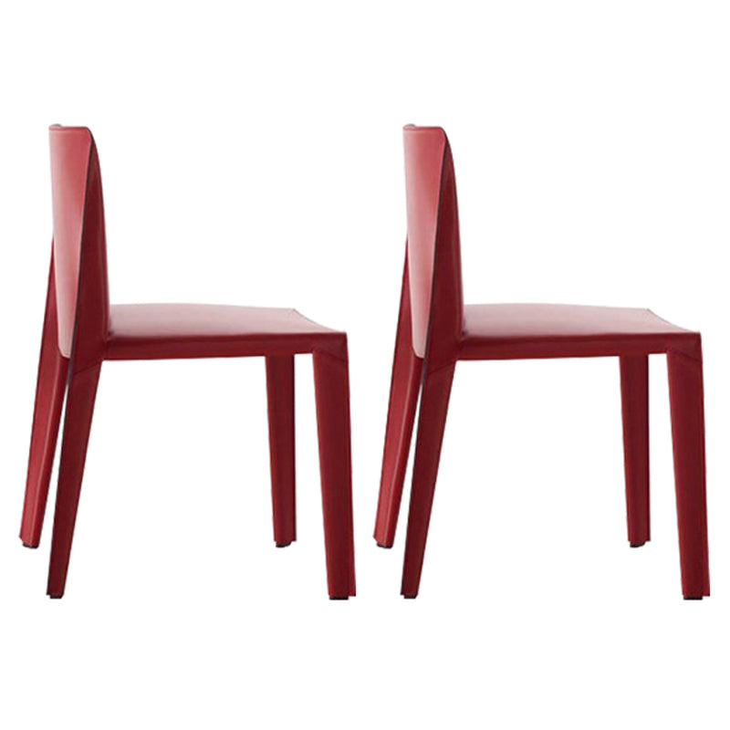 Designer Style Leather Side Chair Matte Finish Solid Back Dining Chair (Set of 2)