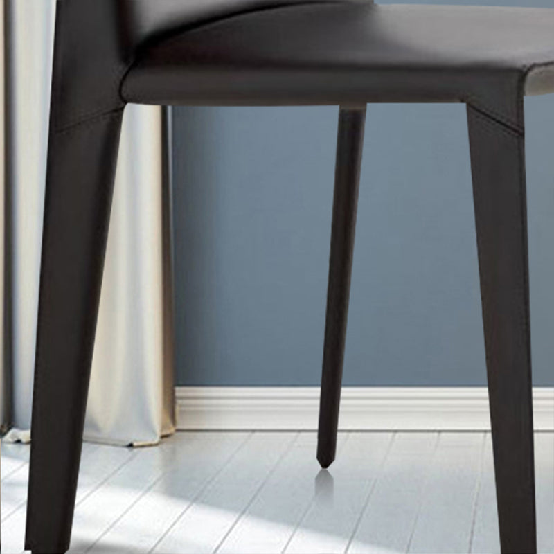 Silla auxiliar de cuero estilo diseñador, acabado mate, respaldo sólido, silla de comedor (juego de 2)