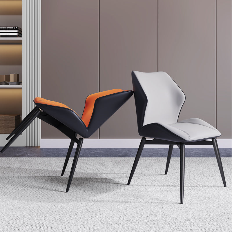 Silla auxiliar de cuero contemporánea para el hogar Silla de comedor con respaldo orejero (juego de 2)