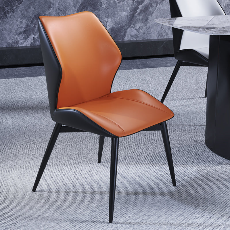 Silla auxiliar de cuero contemporánea para el hogar Silla de comedor con respaldo orejero (juego de 2)