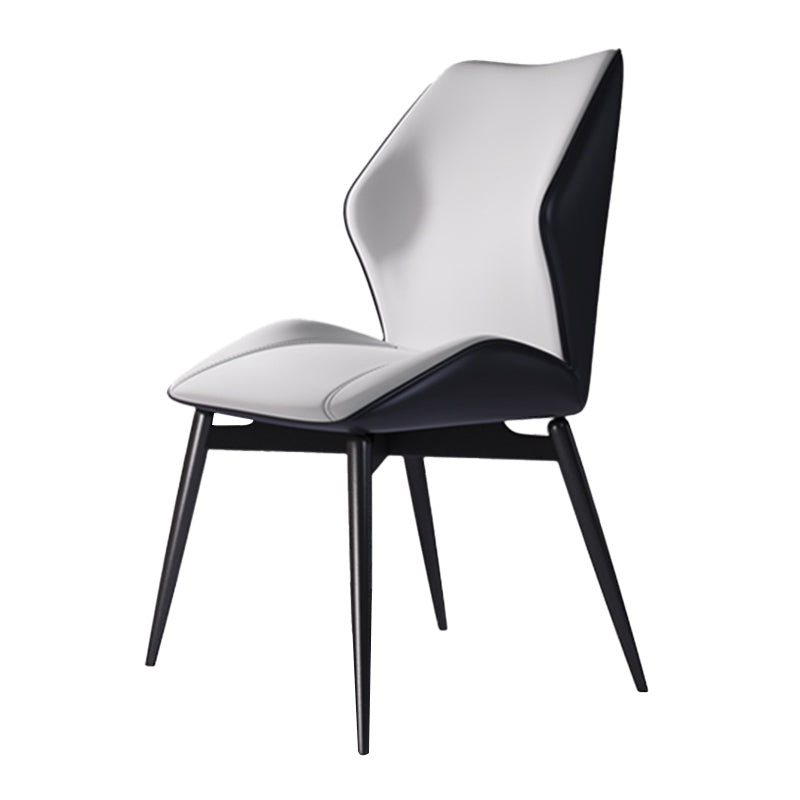 Silla auxiliar de cuero contemporánea para el hogar Silla de comedor con respaldo orejero (juego de 2)