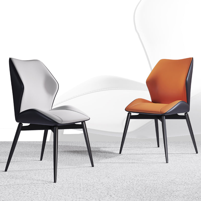 Silla auxiliar de cuero contemporánea para el hogar Silla de comedor con respaldo orejero (juego de 2)