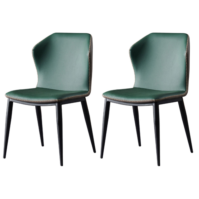 Chaises de salle à manger à oreilles à finition mate de chaise d'appoint en cuir moderne (Ensemble de 2)