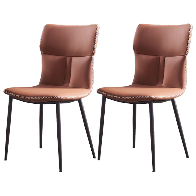 Chaise d'appoint contemporaine en cuir Chaise de salle à manger à dossier solide (Ensemble de 2)