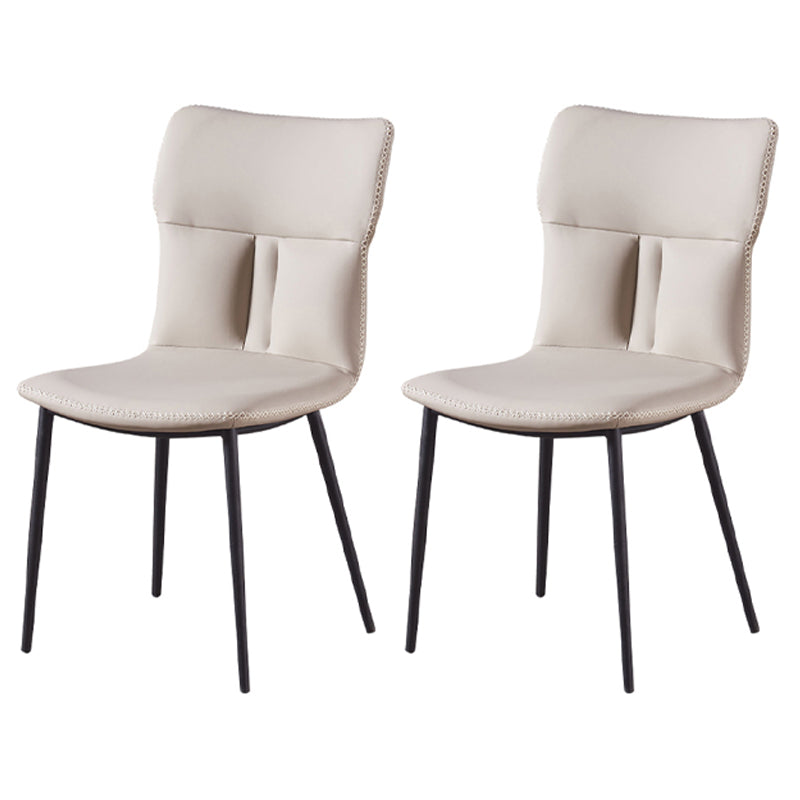 Chaise d'appoint contemporaine en cuir Chaise de salle à manger à dossier solide (Ensemble de 2)