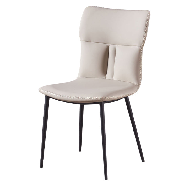 Chaise d'appoint contemporaine en cuir Chaise de salle à manger à dossier solide (Ensemble de 2)