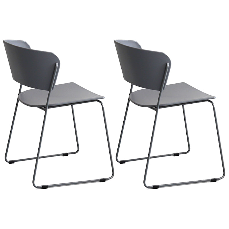 Chaise de salle à manger en métal de style contemporain Chaise de salle à manger sans accoudoirs (Ensemble de 2)