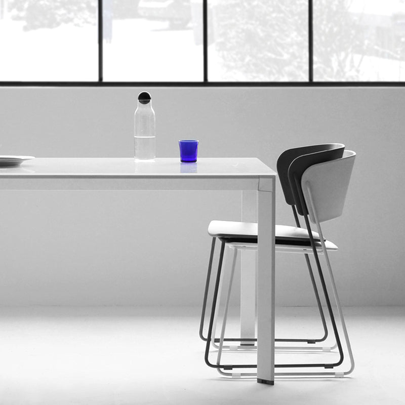 Chaise de salle à manger en métal de style contemporain Chaise de salle à manger sans accoudoirs (Ensemble de 2)
