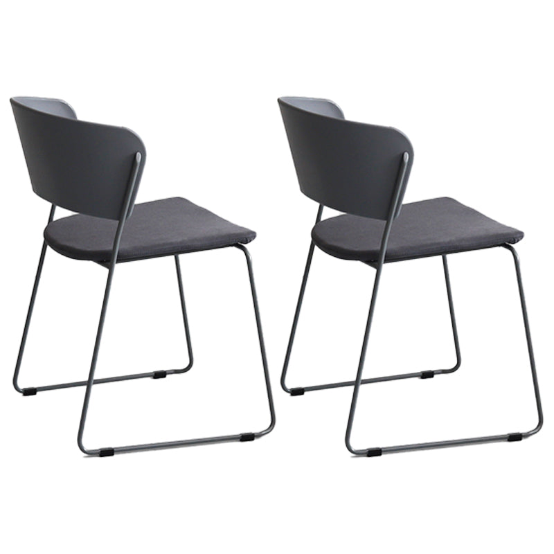 Chaise de salle à manger en métal de style contemporain Chaise de salle à manger sans accoudoirs (Ensemble de 2)