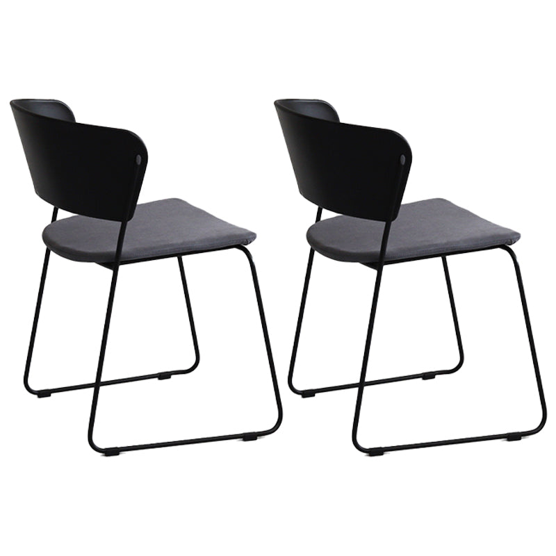Chaise de salle à manger en métal de style contemporain Chaise de salle à manger sans accoudoirs (Ensemble de 2)