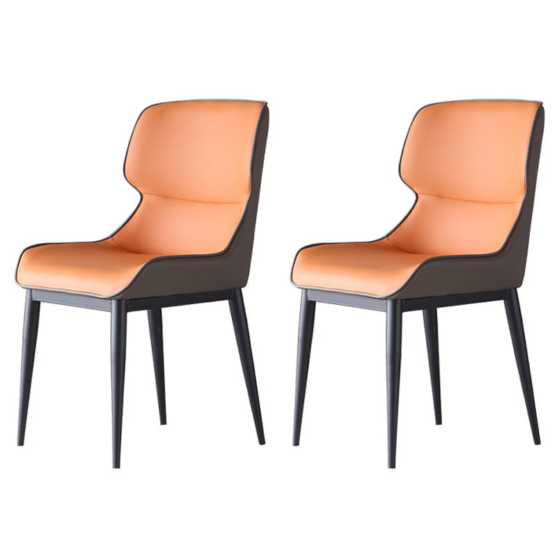 Contemporary Leather Side Chair Matte Finish Wingback Dining Chair (Set of 2)