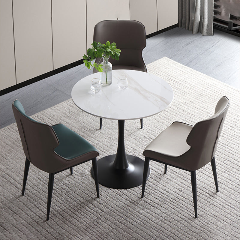 Contemporary Leather Side Chair Matte Finish Wingback Dining Chair (Set of 2)