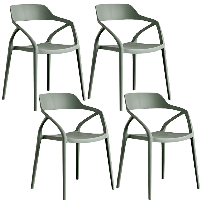Contemporary Style Plastic Dining Chairs Dining Open Back Arm Side Chair for Kitchen
