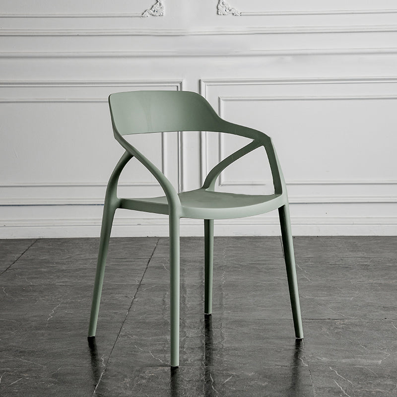 Contemporary Style Plastic Dining Chairs Dining Open Back Arm Side Chair for Kitchen