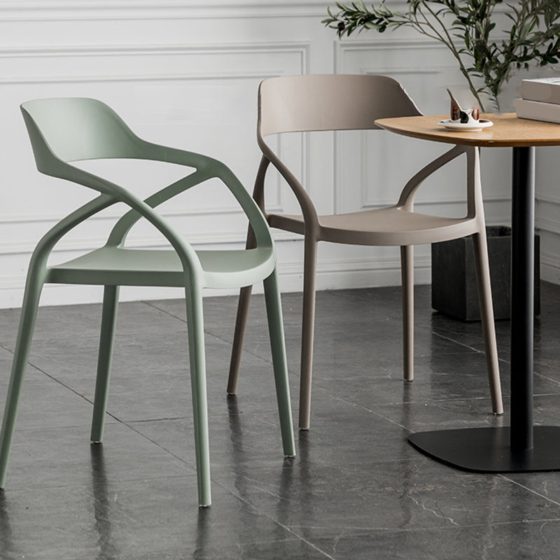 Contemporary Style Plastic Dining Chairs Dining Open Back Arm Side Chair for Kitchen