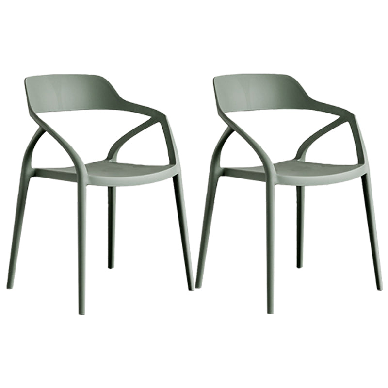 Contemporary Style Plastic Dining Chairs Dining Open Back Arm Side Chair for Kitchen