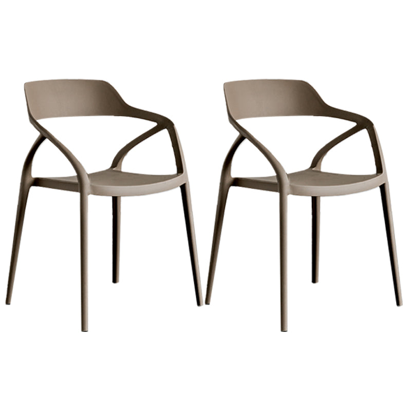 Contemporary Style Plastic Dining Chairs Dining Open Back Arm Side Chair for Kitchen