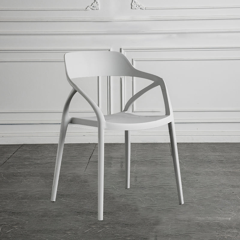 Contemporary Style Plastic Dining Chairs Dining Open Back Arm Side Chair for Kitchen