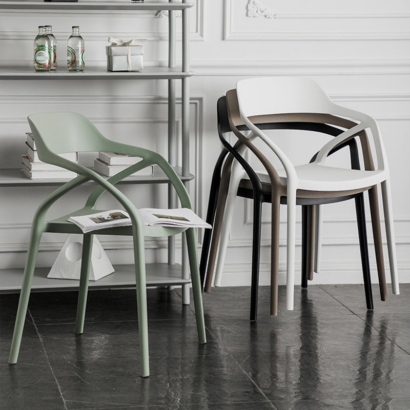 Contemporary Style Plastic Dining Chairs Dining Open Back Arm Side Chair for Kitchen
