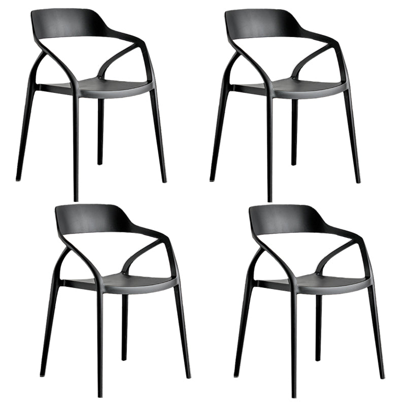 Contemporary Style Plastic Dining Chairs Dining Open Back Arm Side Chair for Kitchen