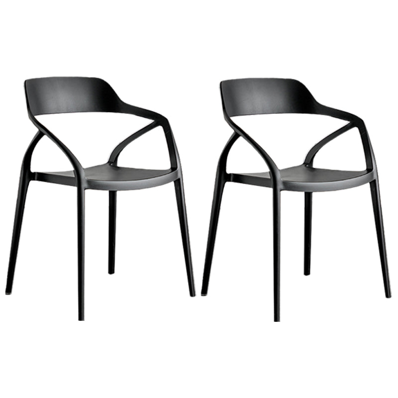 Contemporary Style Plastic Dining Chairs Dining Open Back Arm Side Chair for Kitchen