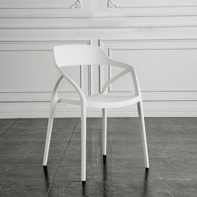 Contemporary Style Plastic Dining Chairs Dining Open Back Arm Side Chair for Kitchen