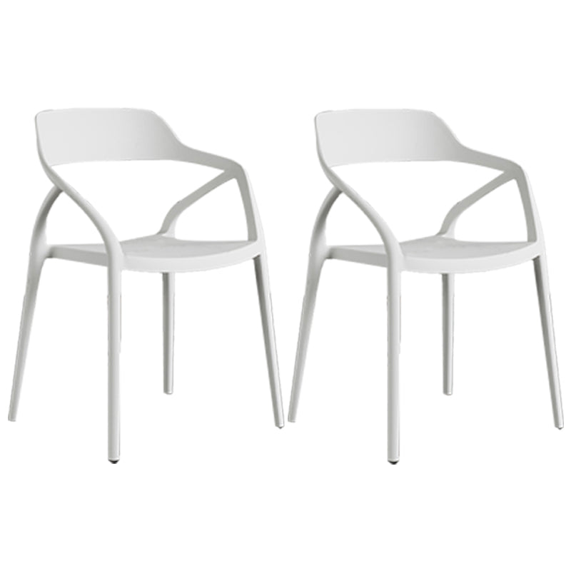 Contemporary Style Plastic Dining Chairs Dining Open Back Arm Side Chair for Kitchen