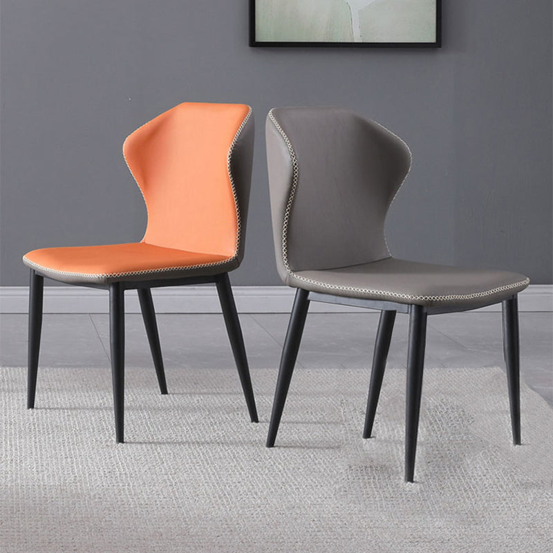 Industrial Metal Dining Room Chairs Armless Wingback Side Chair (Set of 2)