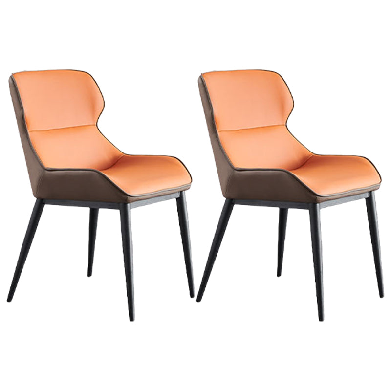 Chaise de salle à manger contemporaine en métal, chaise d'appoint en similicuir pour usage domestique (Ensemble de 2)