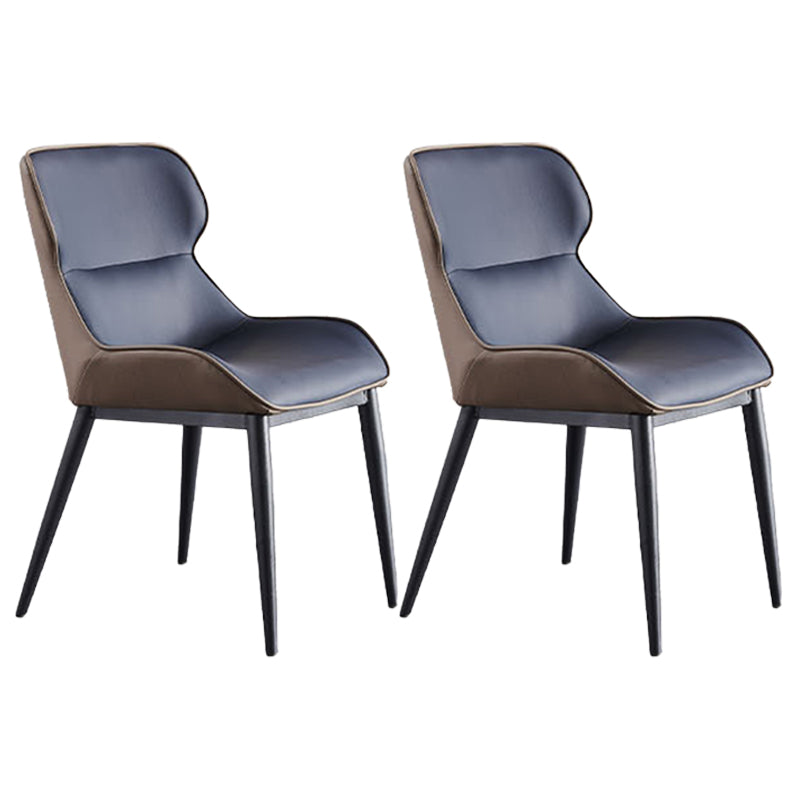 Chaise de salle à manger contemporaine en métal, chaise d'appoint en similicuir pour usage domestique (Ensemble de 2)
