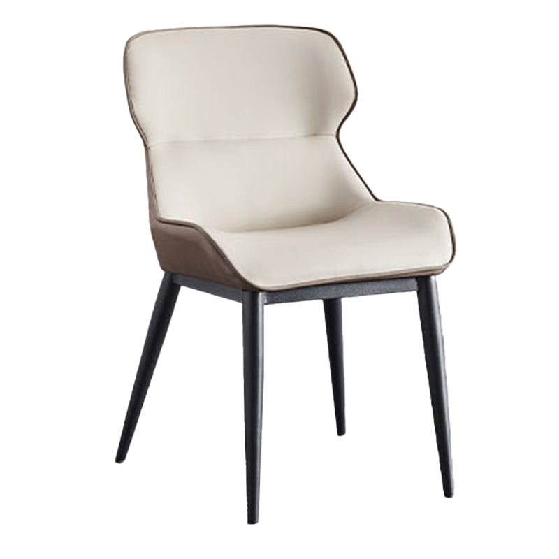 Chaise de salle à manger contemporaine en métal, chaise d'appoint en similicuir pour usage domestique (Ensemble de 2)