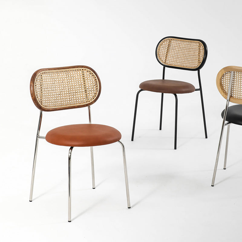 Juegos de sillas de metal estilo moderno Sillas laterales con respaldo abierto para comedor