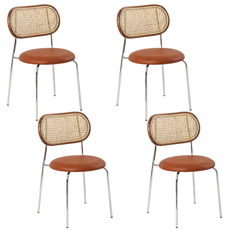 Juegos de sillas de metal estilo moderno Sillas laterales con respaldo abierto para comedor