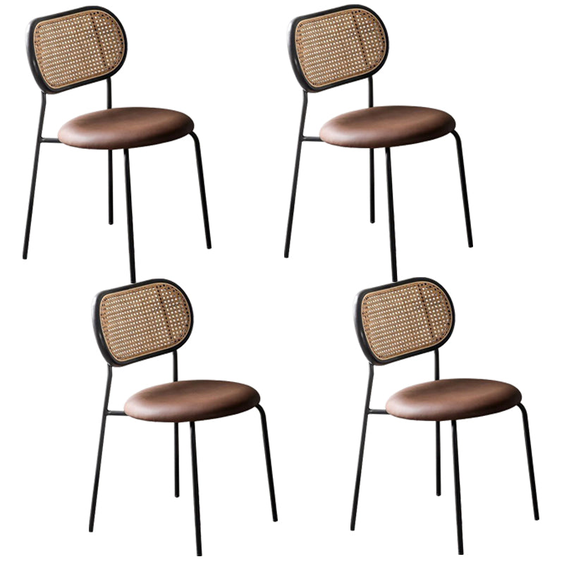 Juegos de sillas de metal estilo moderno Sillas laterales con respaldo abierto para comedor