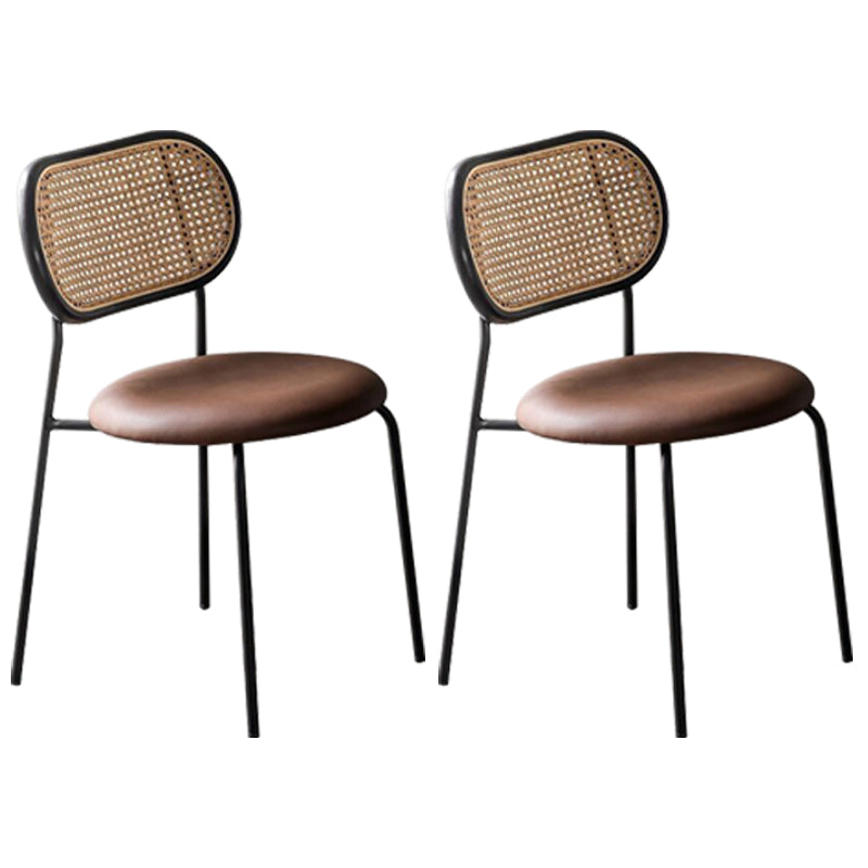 Juegos de sillas de metal estilo moderno Sillas laterales con respaldo abierto para comedor
