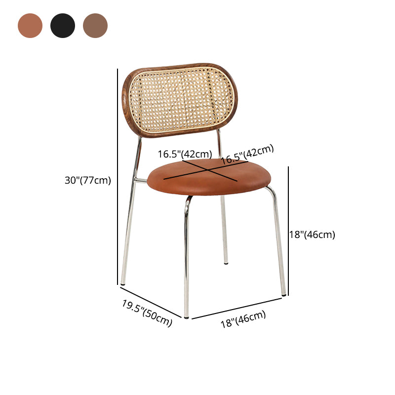 Juegos de sillas de metal estilo moderno Sillas laterales con respaldo abierto para comedor