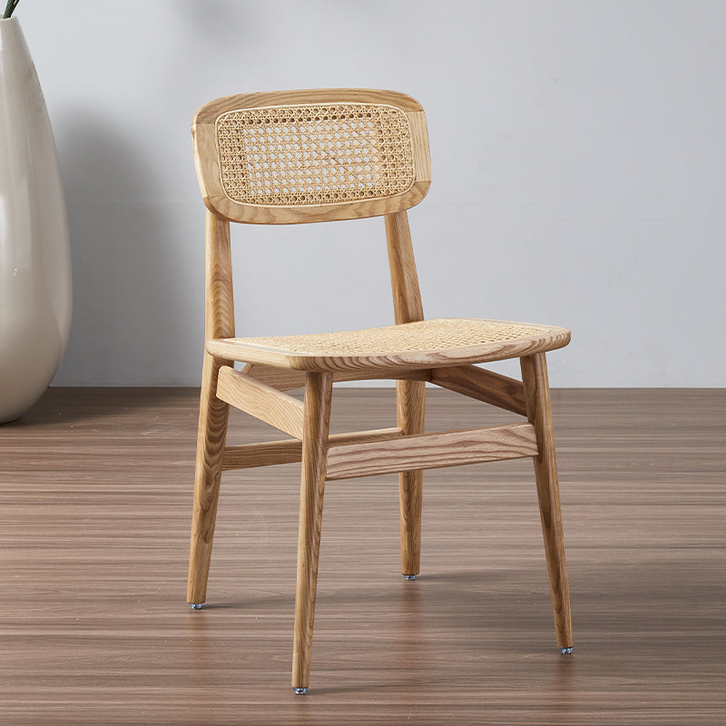 Traditional Style Ash Wood Chair Dining Room Open Back Side Chairs Set