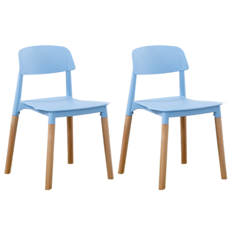 Home Plastic Armless Dining Chair Open Back Dining Side Chairs with Wood Legs