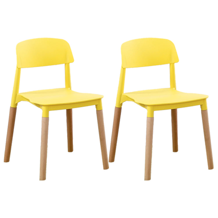 Home Plastic Armless Dining Chair Open Back Dining Side Chairs with Wood Legs
